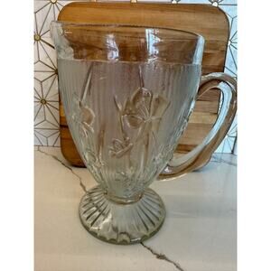 Vintage 1930s Jeannette Glass Iris and Herringbone Pitcher | Depression Glass